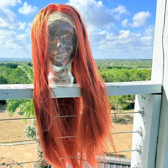 Copper Red Straight 29" Lace Front Free Part Synthetic Wig - Picture 1 of 12
